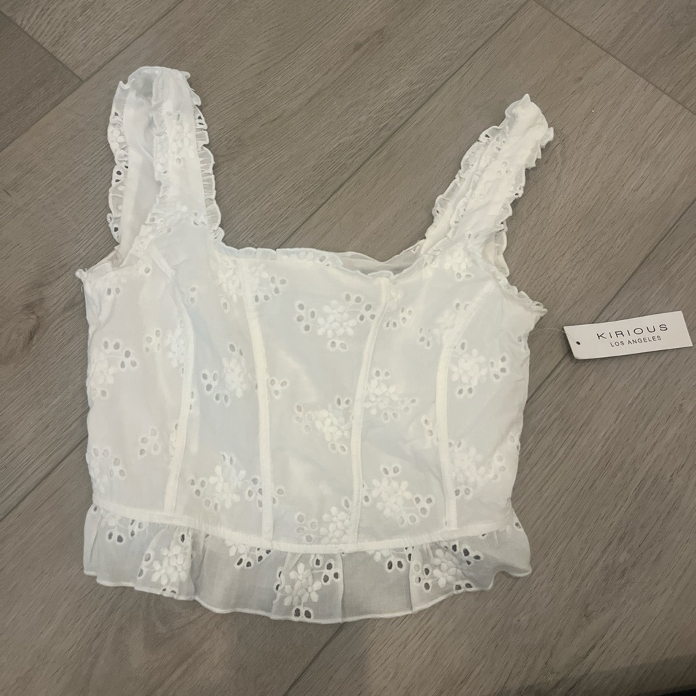 NWT white eyelet crop top